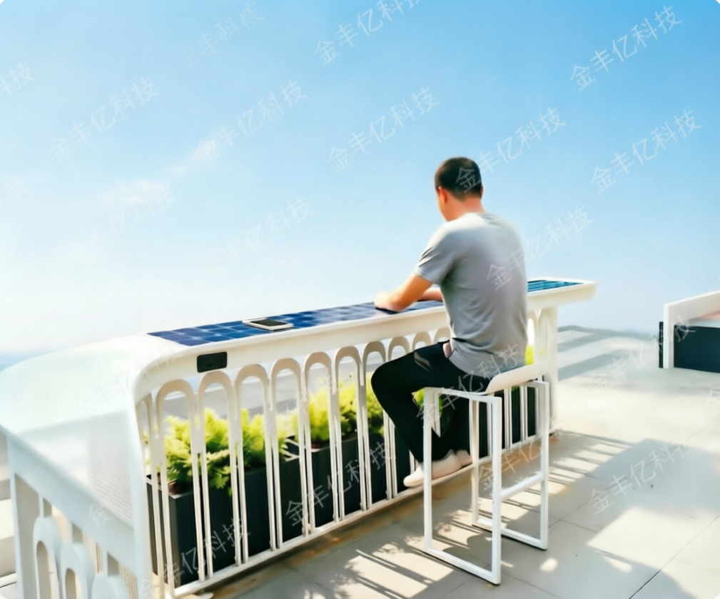 城市街角角太阳能智能护栏吧台