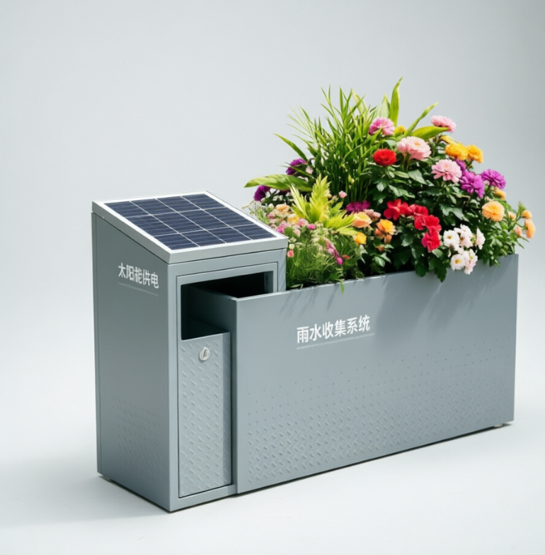 雨水收集太阳能景观花箱